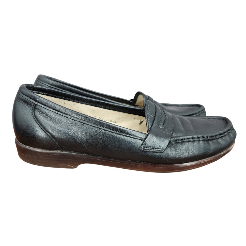 SAS Black Leather Penny Loafers